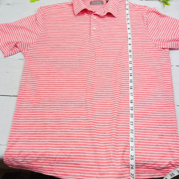 Men's Daniel Cremiean Red and White Stripe Polo Shirt - Signature Collection - Picture 6 of 7